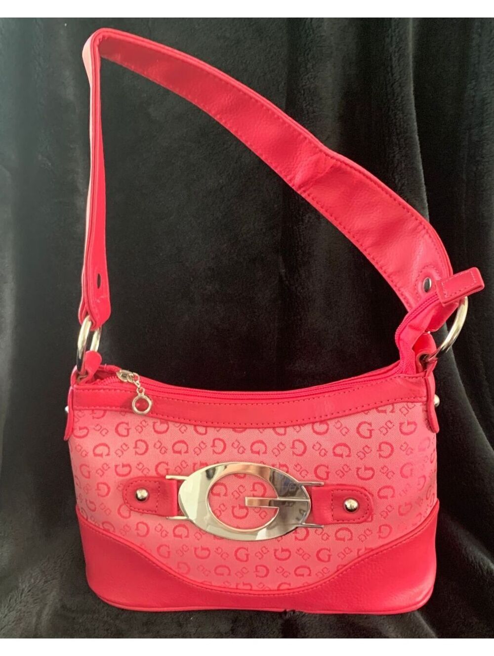 Guess Pink and Red Shoulder Bag with Silver G Logo [COPY]